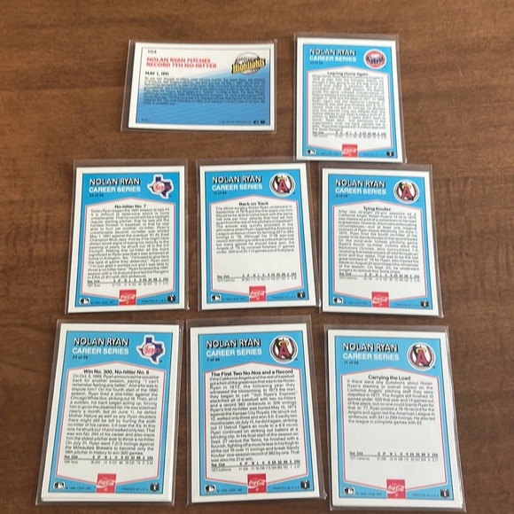 Donruss 1992 Nolan Ryan Lot Baseball MLB 8 cards Coca Cola Highlights - Picture 5 of 10